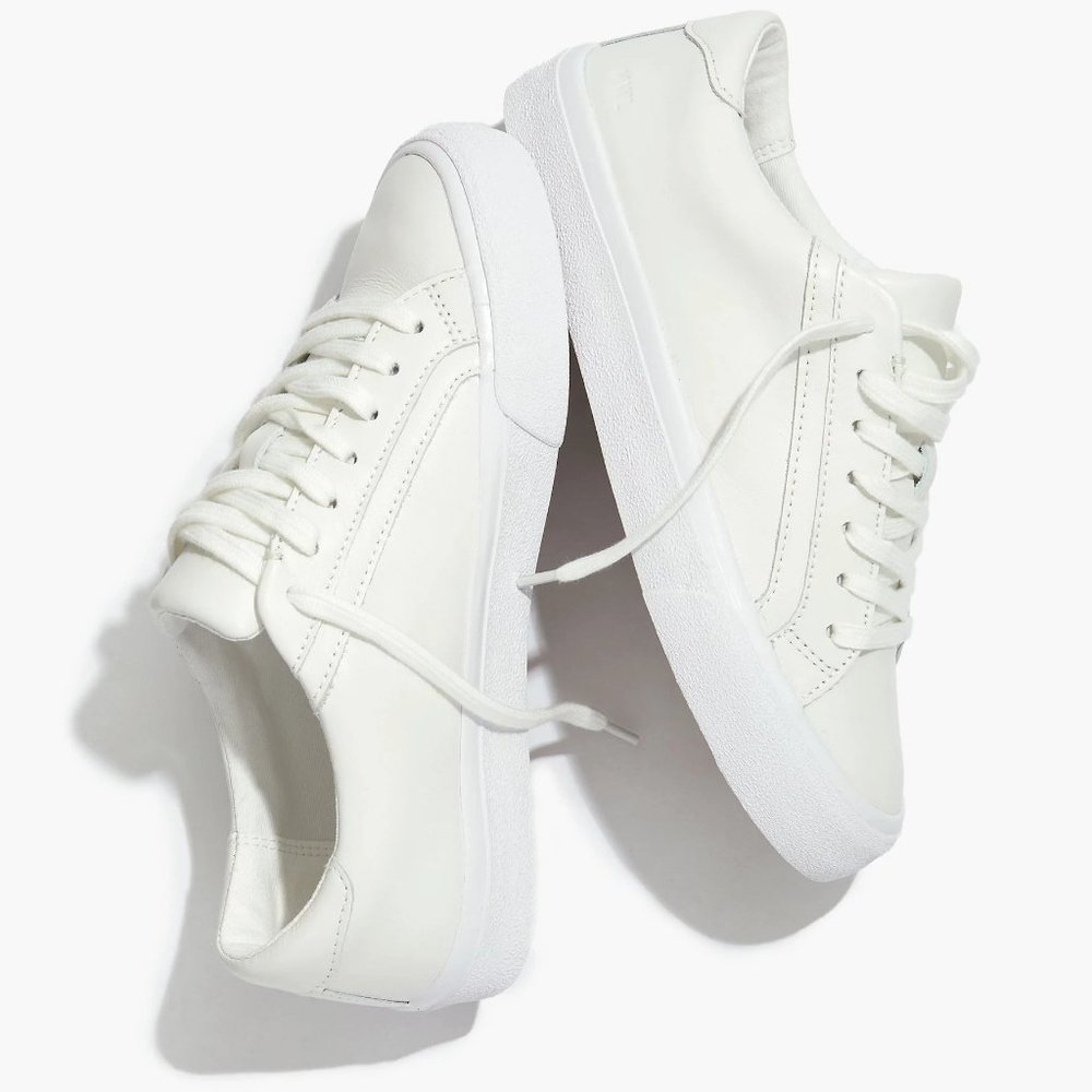 Madewell women's sidewalk low-top white leather sneakers Sz 7.5